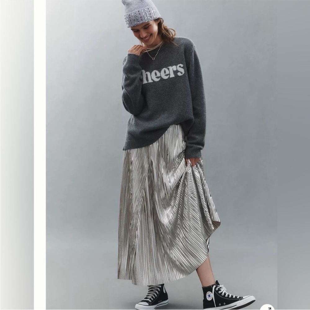 Anthropologie Silver Asymmetrical Skirt